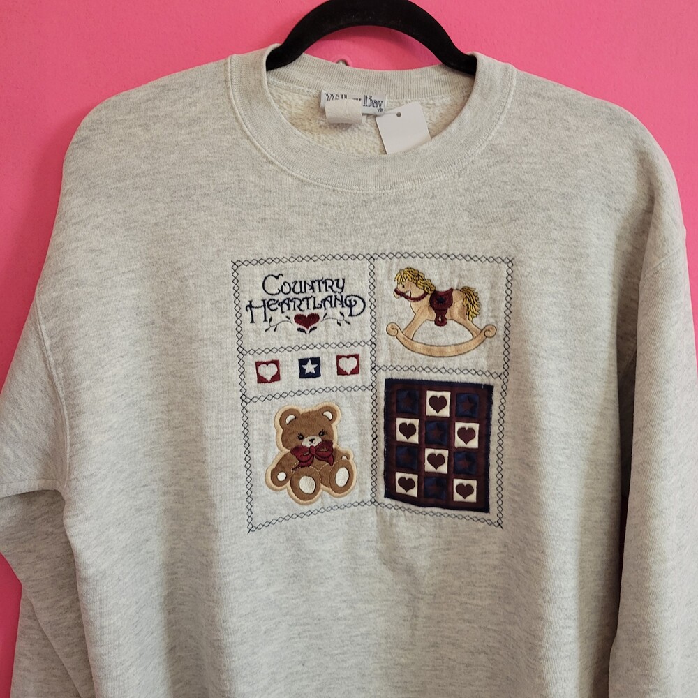 80s 90s cottagecore grandma vtg Vintage Sweatshirt Country Heartland Embroidered